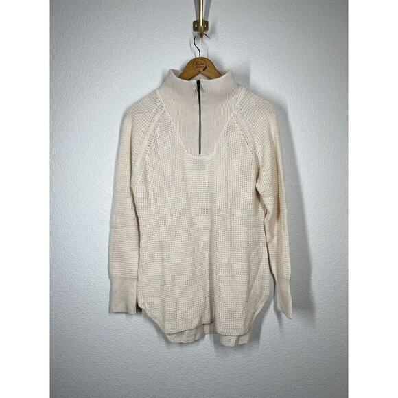 RDI Waffle Knit 1/4 Zip Pullover Sweater Medium M Ivory Nordstrom - Picture 1 of 6